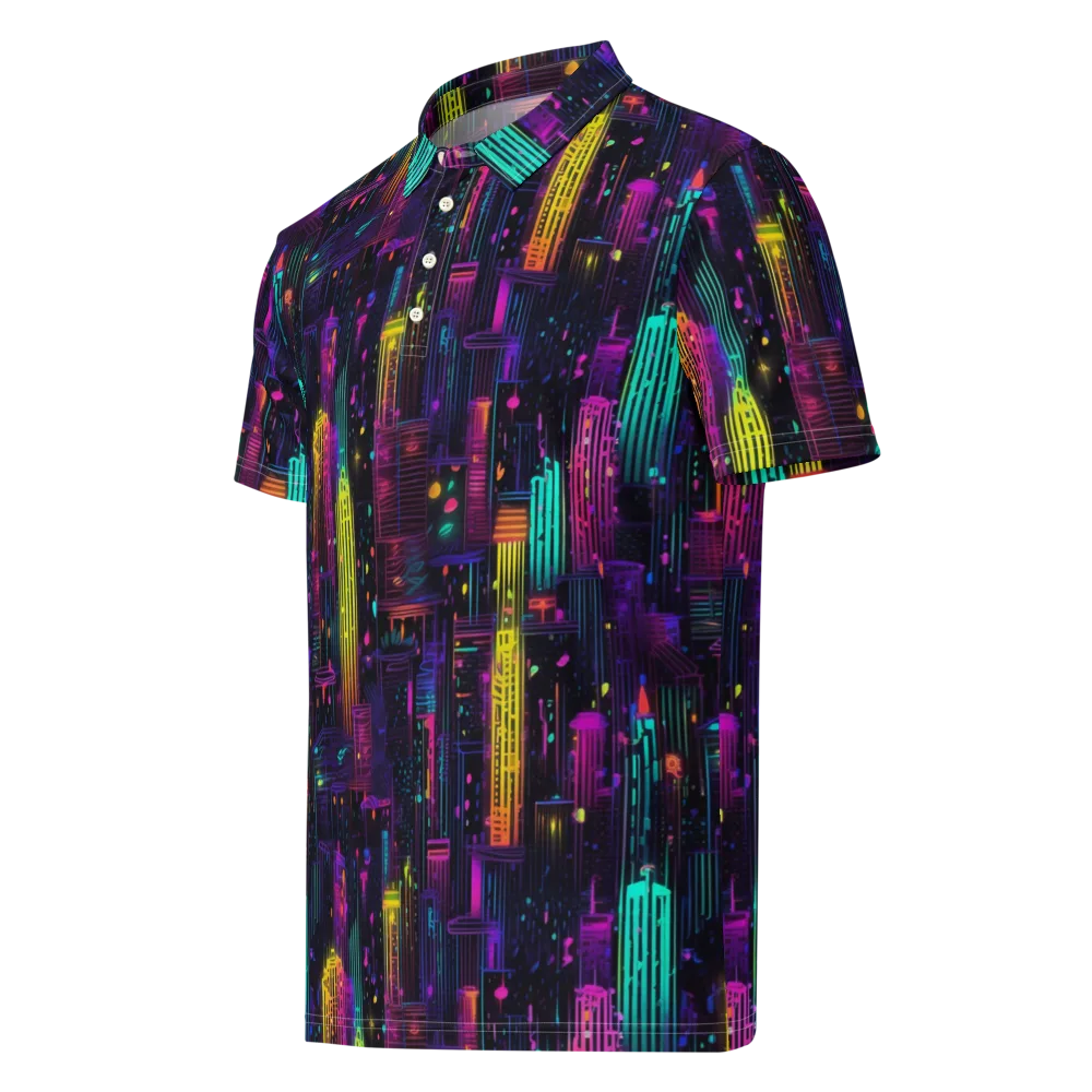 Neon Vertical on Men's Slim Fit Polo Shirt — Left Front