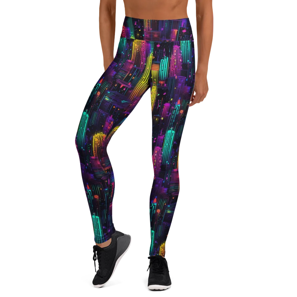 Neon Vertical on Yoga Leggings — Front
