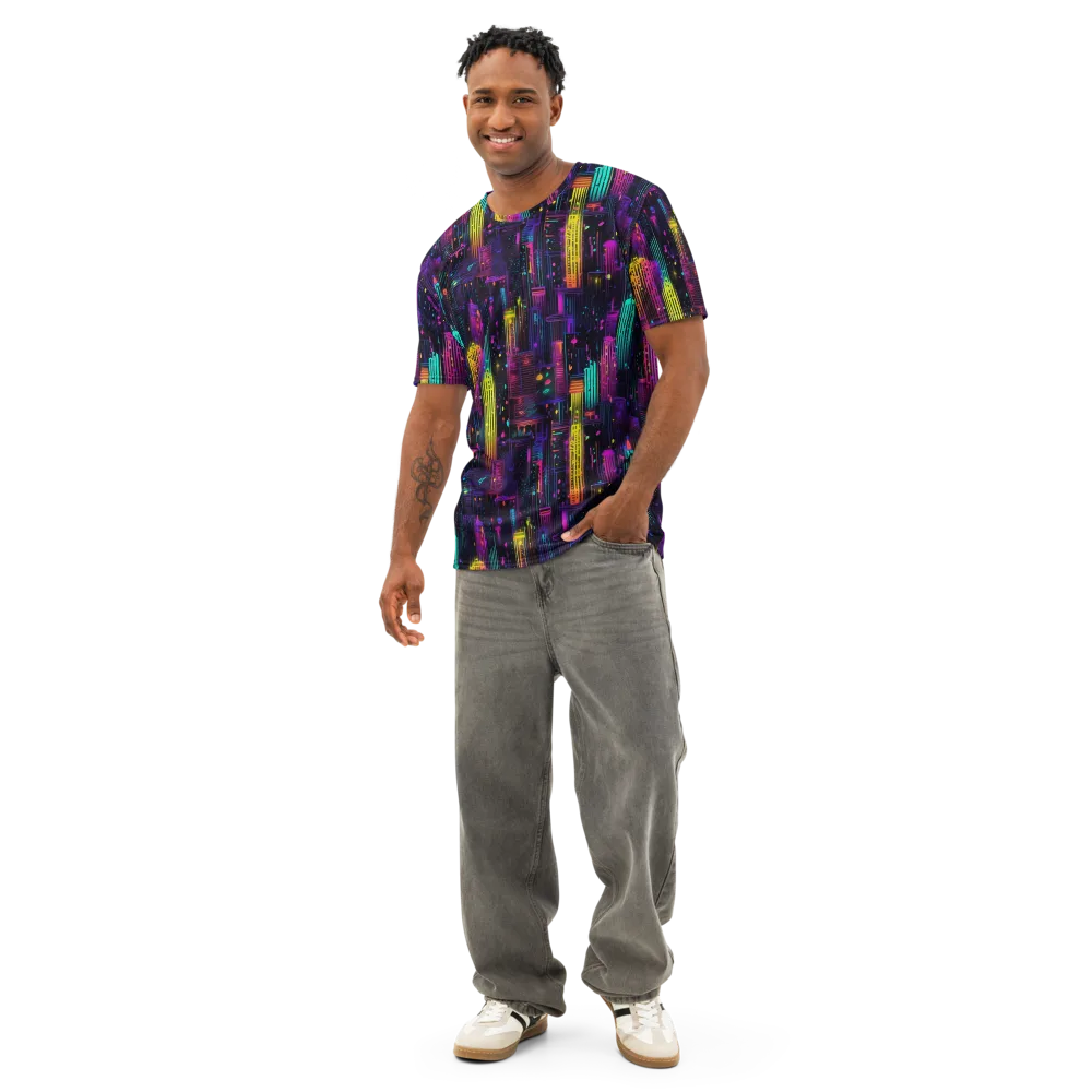 Neon Vertical on Men's Cotton Crew Neck T-Shirt — Front