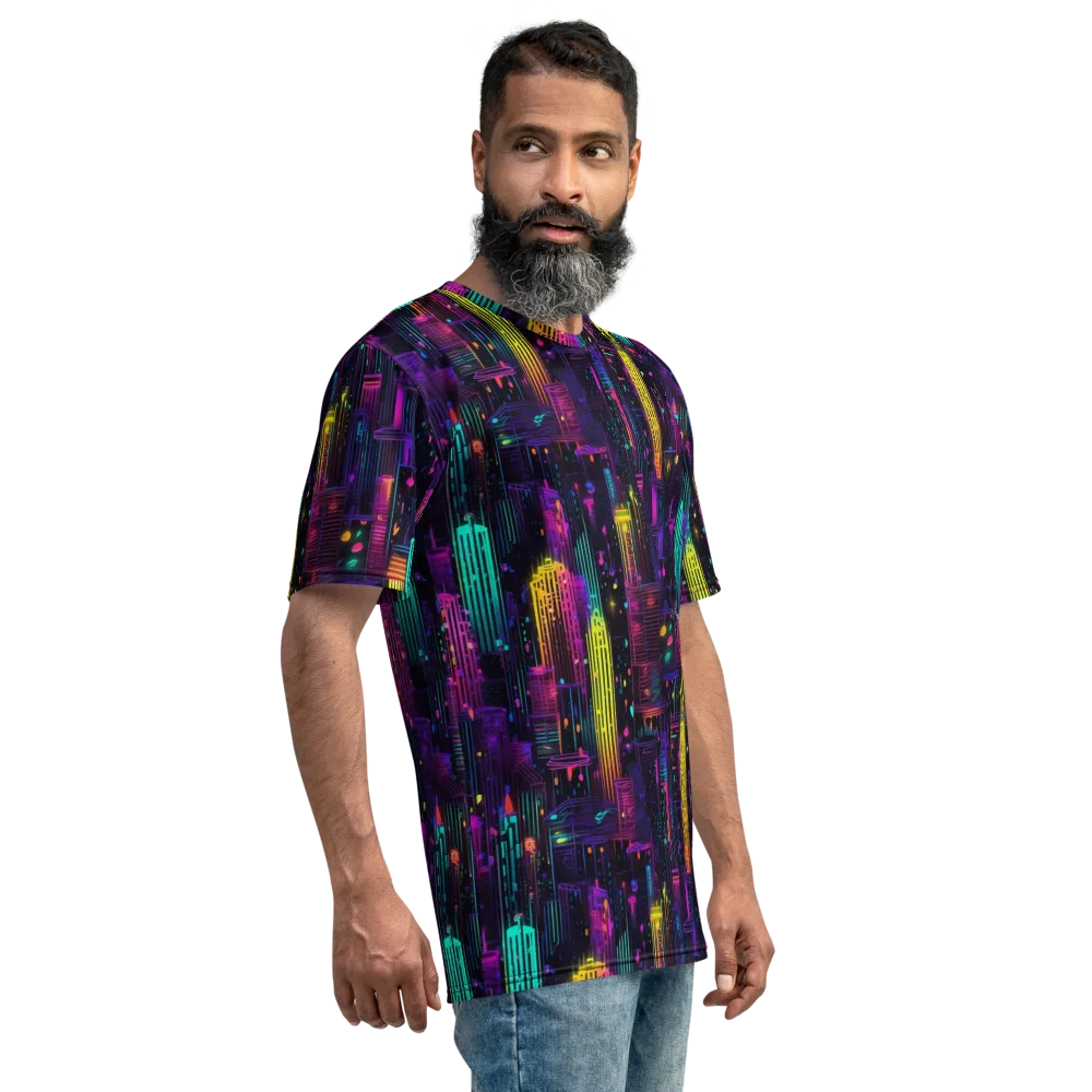 Neon Vertical on Men's Crew Neck T-Shirt — Right