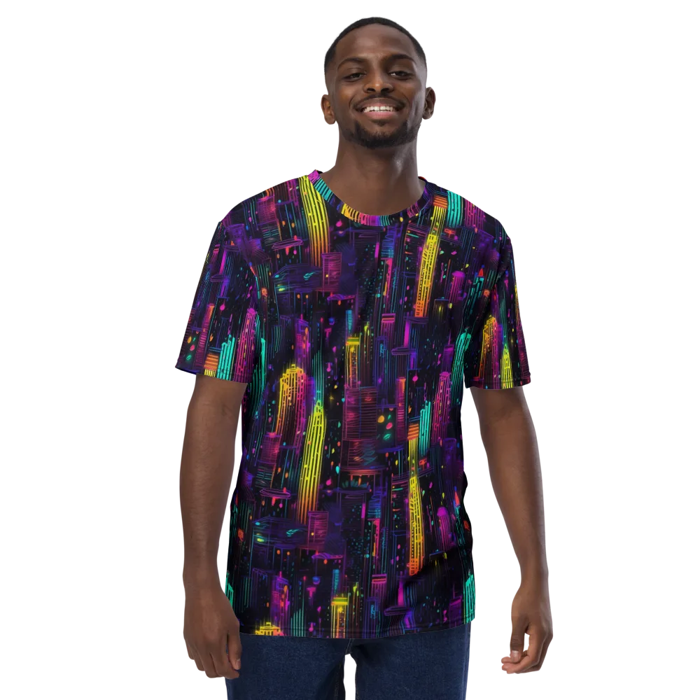 Neon Vertical on Men's Crew Neck T-Shirt — Front