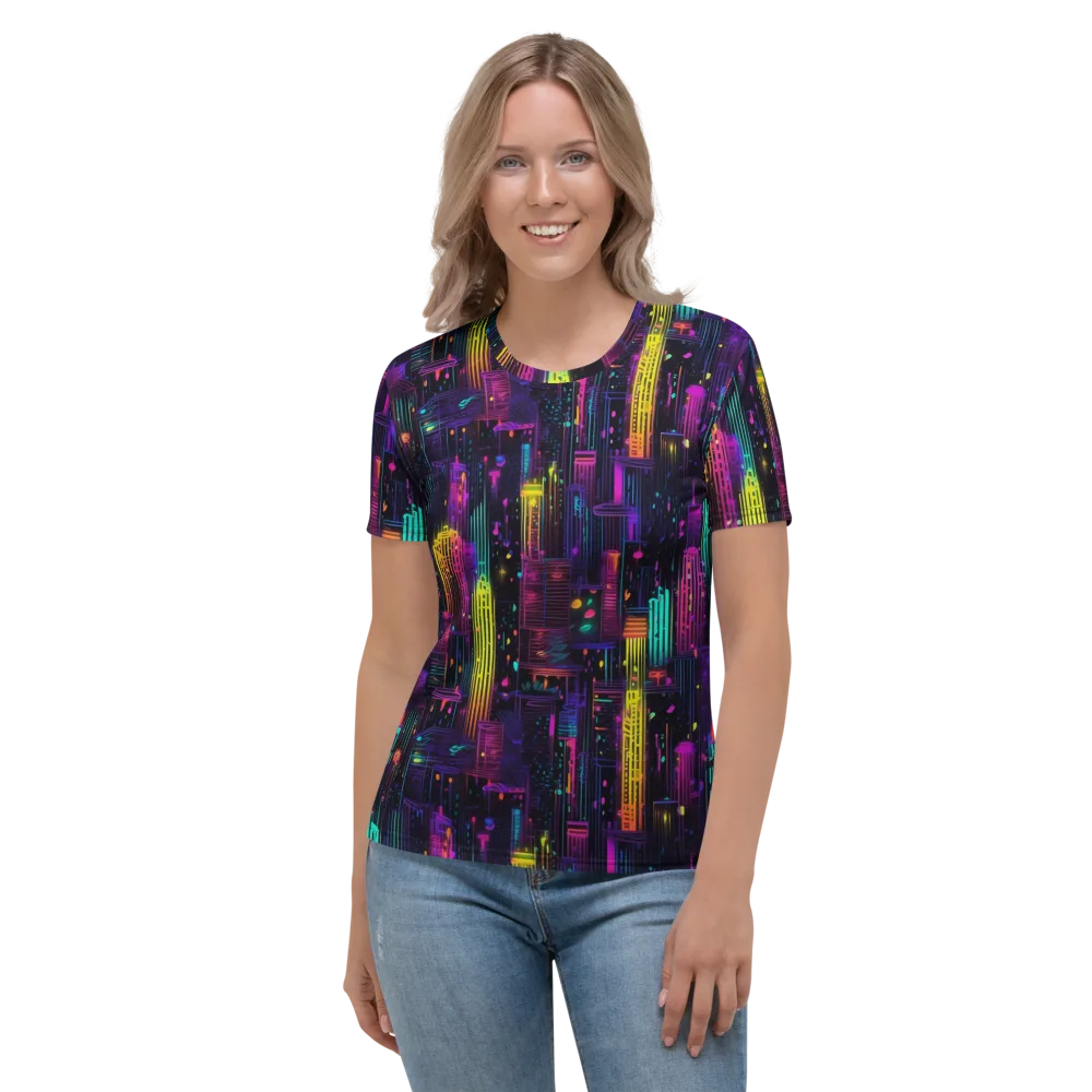 Neon Vertical on Women's Crew Neck T-Shirt — Front