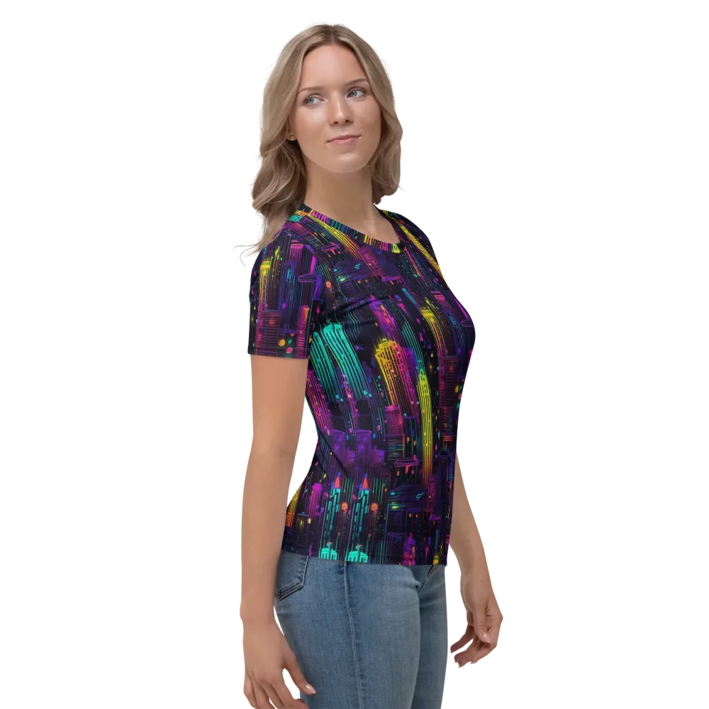 Neon Vertical on Women's Crew Neck T-Shirt — Right