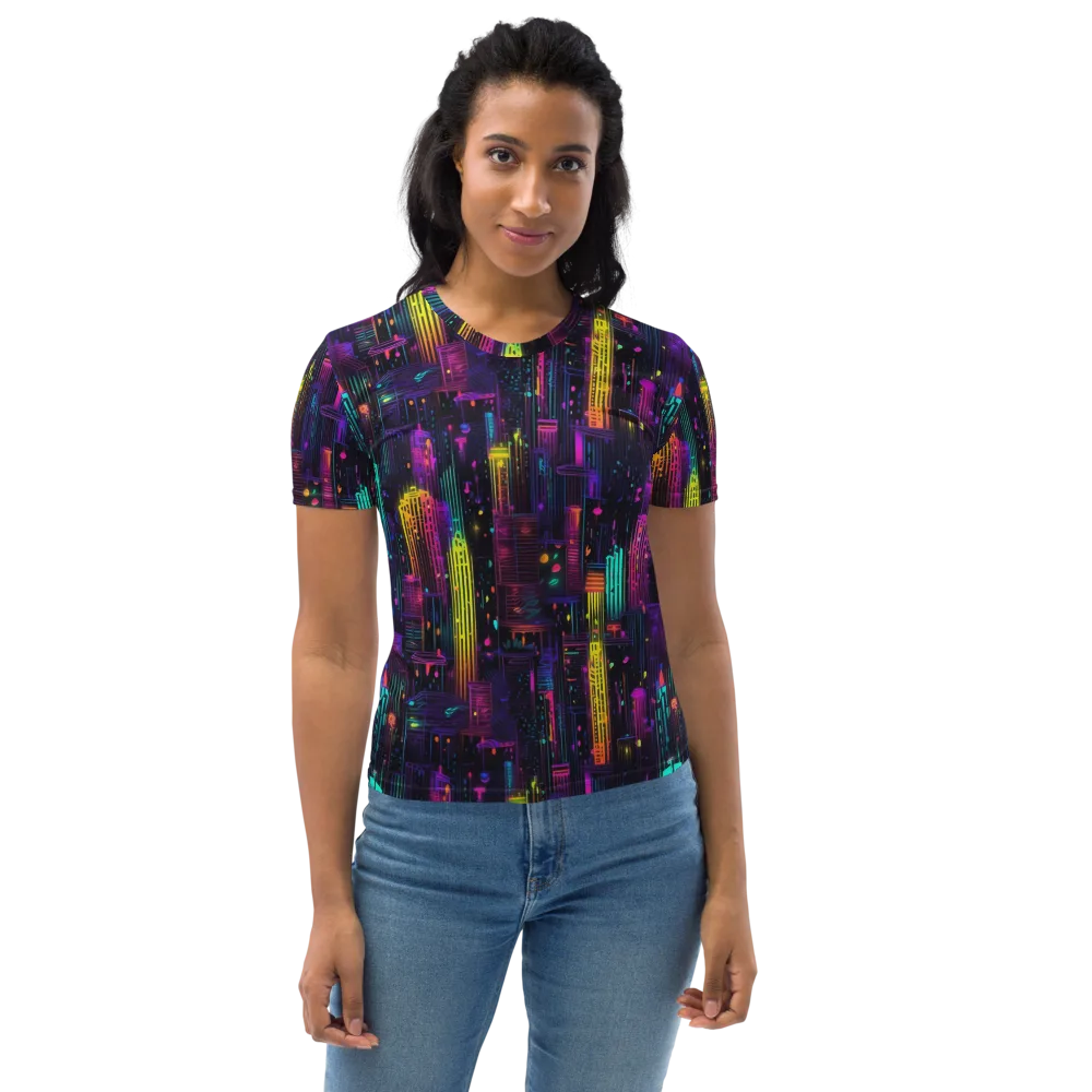 Neon Vertical on Women's Crew Neck T-Shirt — Front