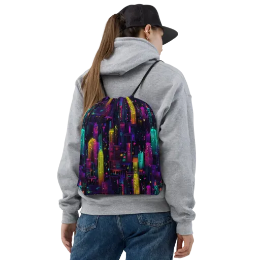 Neon Vertical on a Drawstring Bag