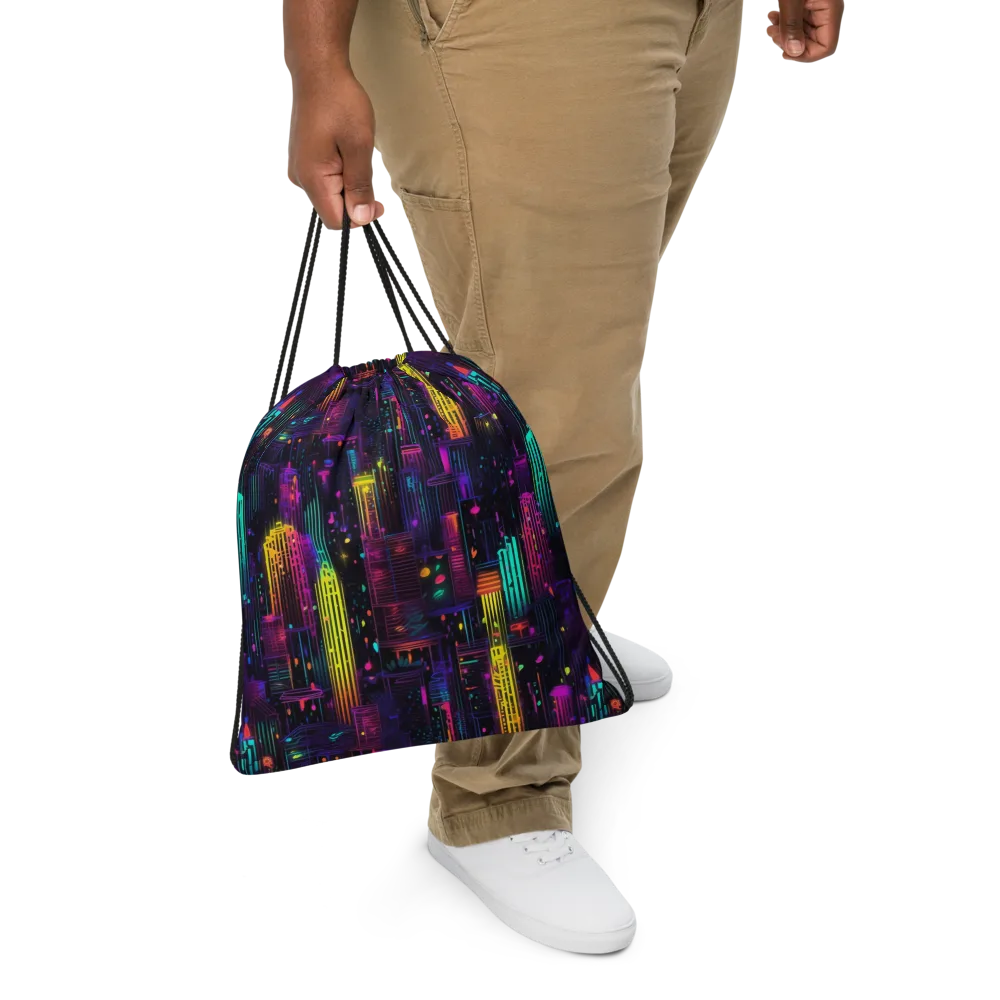 Neon Vertical on Drawstring Bag — Front