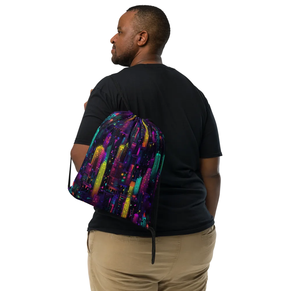 Neon Vertical on Drawstring Bag — Front
