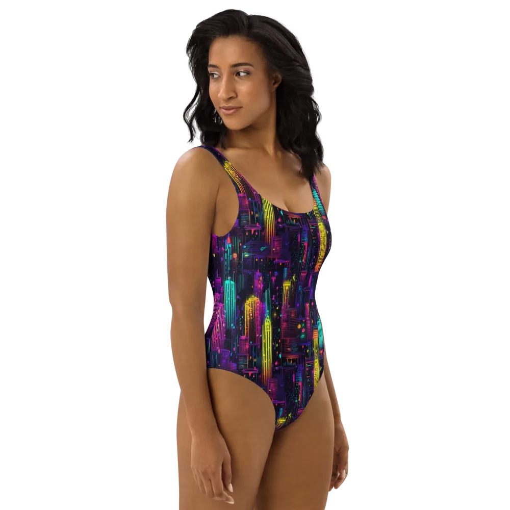 Neon Vertical on One-Piece Swimsuit — Right