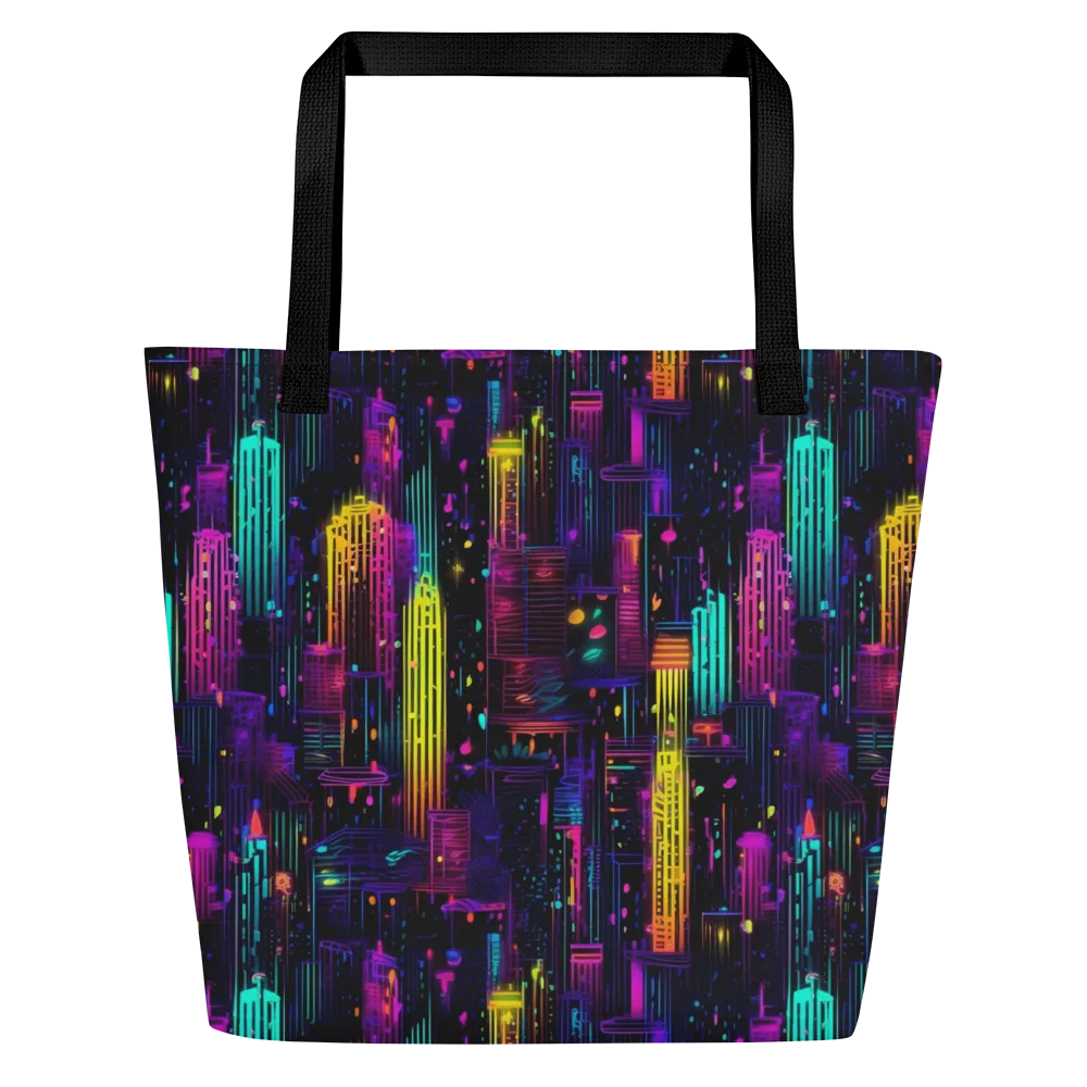 Neon Vertical on Large Tote Bag W/ Pocket — Front