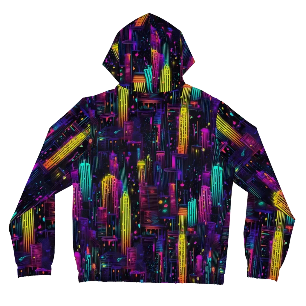 Neon Vertical on Women's Full-Zip Hoodie — Back