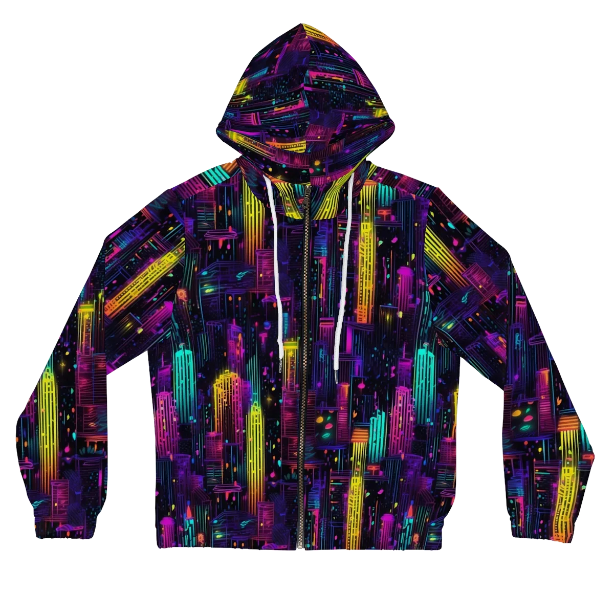 Neon Vertical on Women's Full-Zip Hoodie — Front