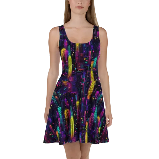 Neon Vertical on a Skater Dress