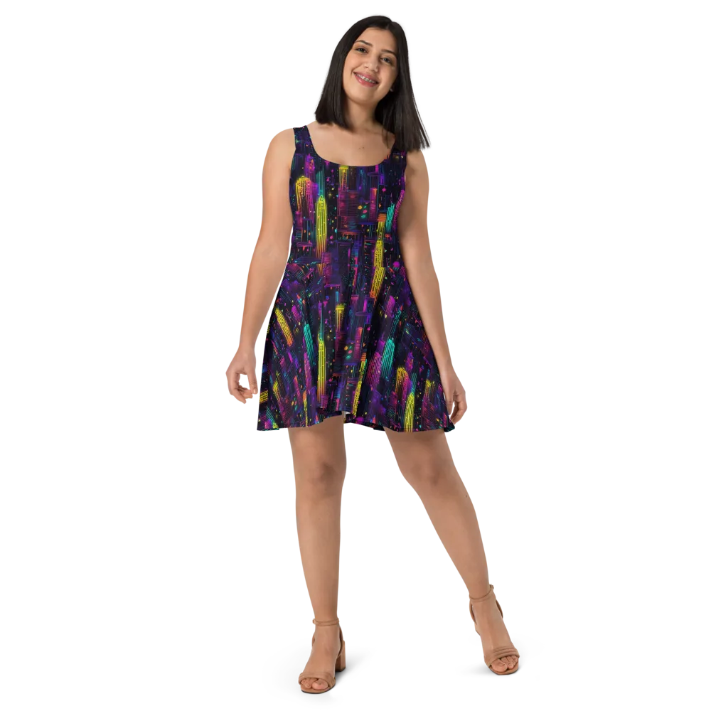 Neon Vertical on Skater Dress — Front