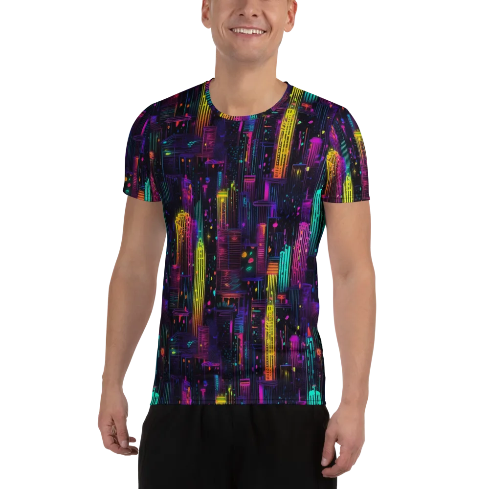 Neon Vertical on Men's Athletic T-Shirt — Front