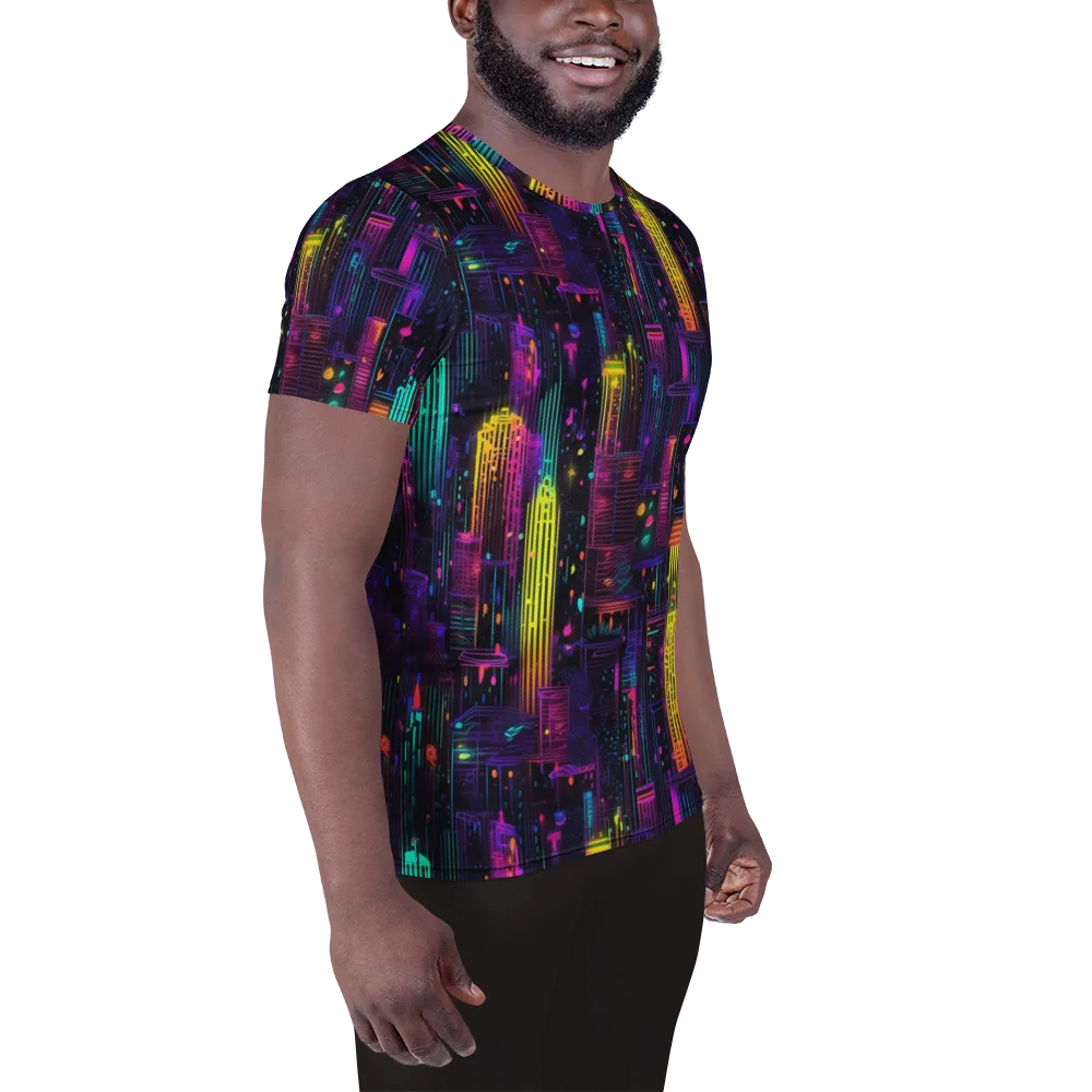 Neon Vertical on Men's Athletic T-Shirt — Right