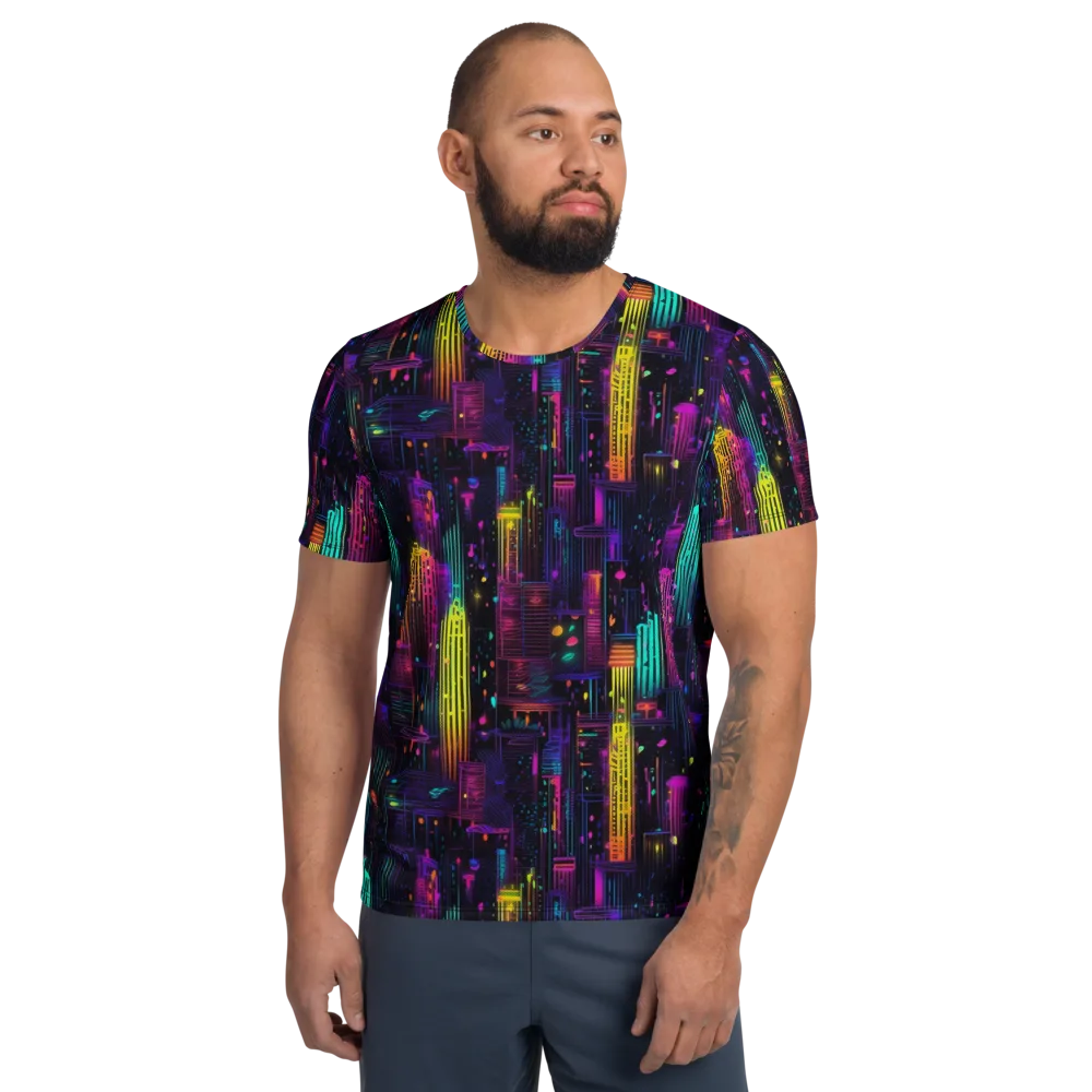 Neon Vertical on Men's Athletic T-Shirt — Front