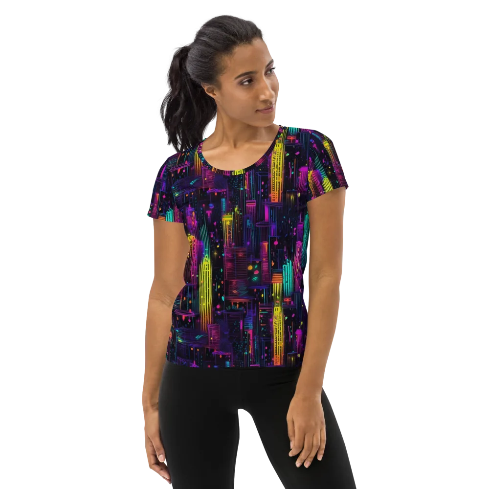 Neon Vertical on Women's Athletic T-Shirt — Front