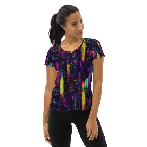 Neon Vertical on a Women's Athletic T-Shirt