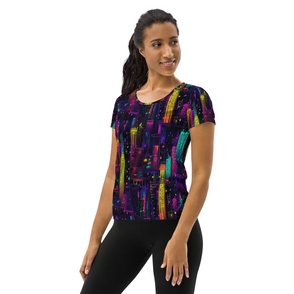 Neon Vertical on Women's Athletic T-Shirt — Left