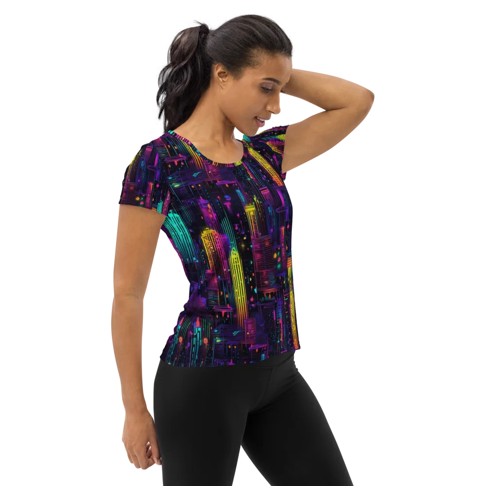 Neon Vertical on Women's Athletic T-Shirt — Right