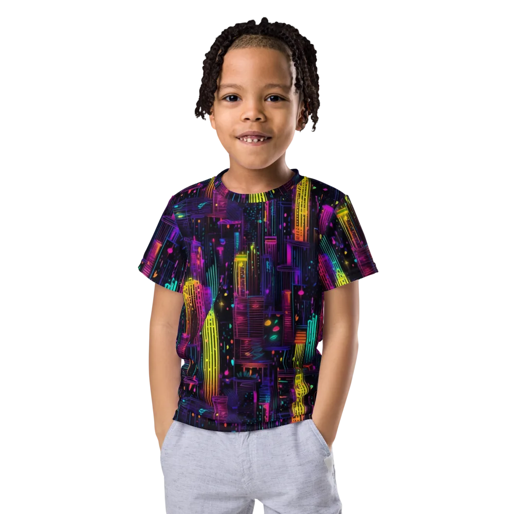 Neon Vertical on Kids Crew Neck T-Shirt — Front