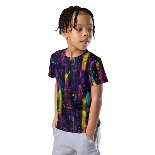 Neon Vertical on a Kids Crew Neck T-Shirt