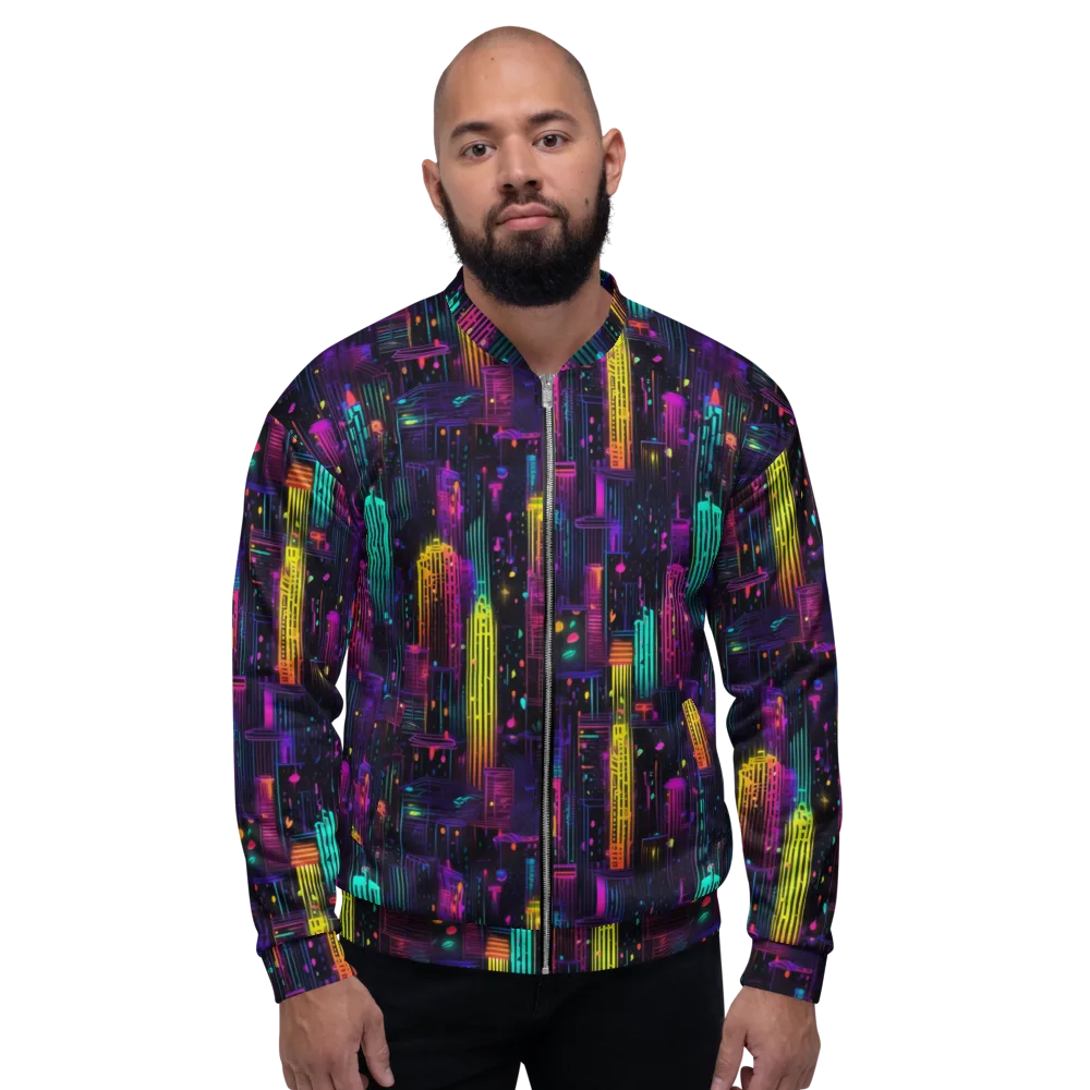 Neon Vertical on Bomber Jacket — Front