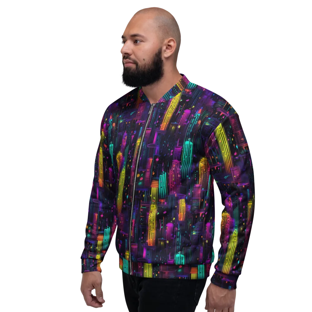 Neon Vertical on Bomber Jacket — Left