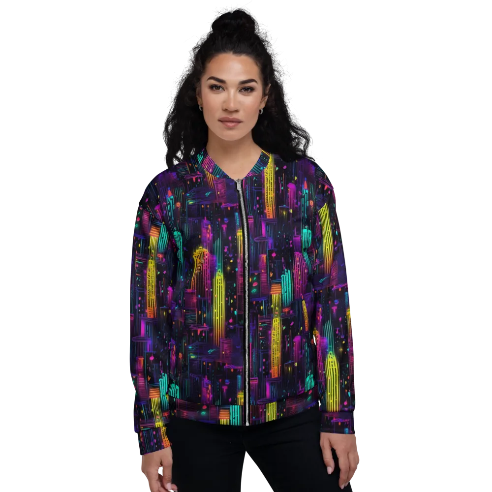 Neon Vertical on Bomber Jacket — Front