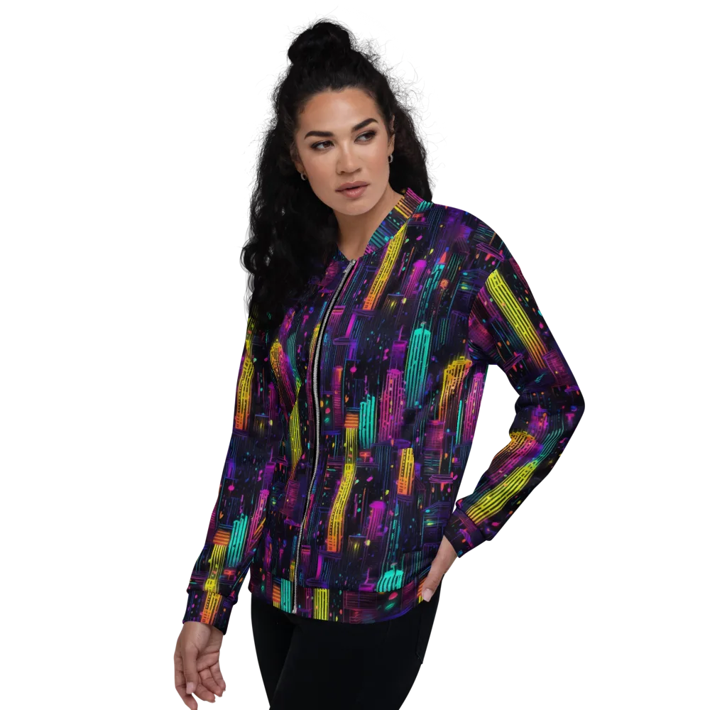 Neon Vertical on Bomber Jacket — Left