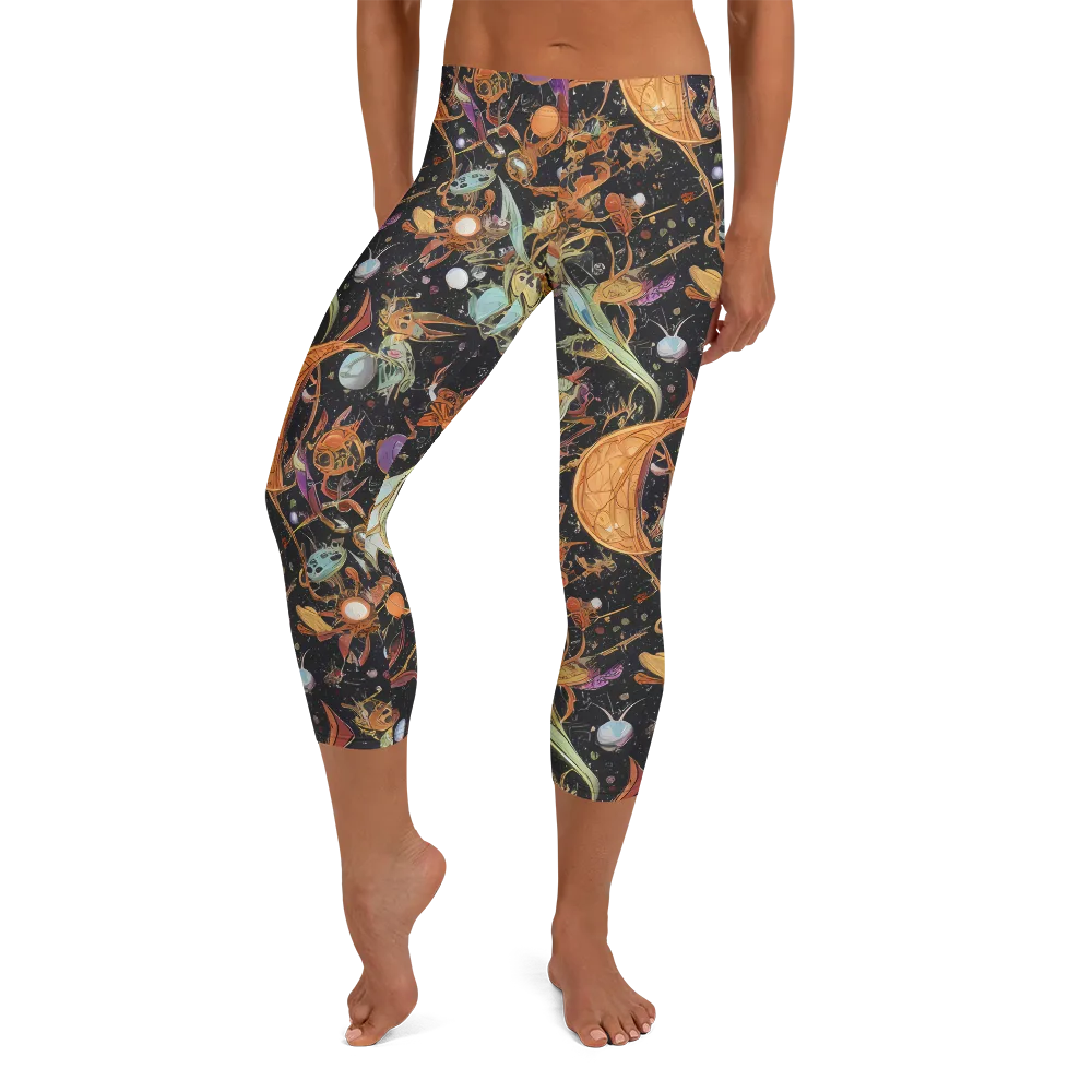 Astral Menagerie on Capri Leggings — Front