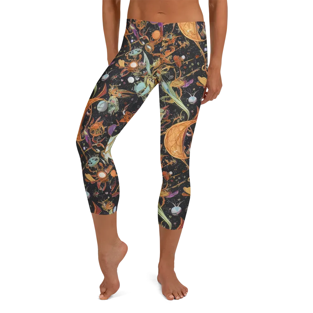 Astral Menagerie on Capri Leggings — Front
