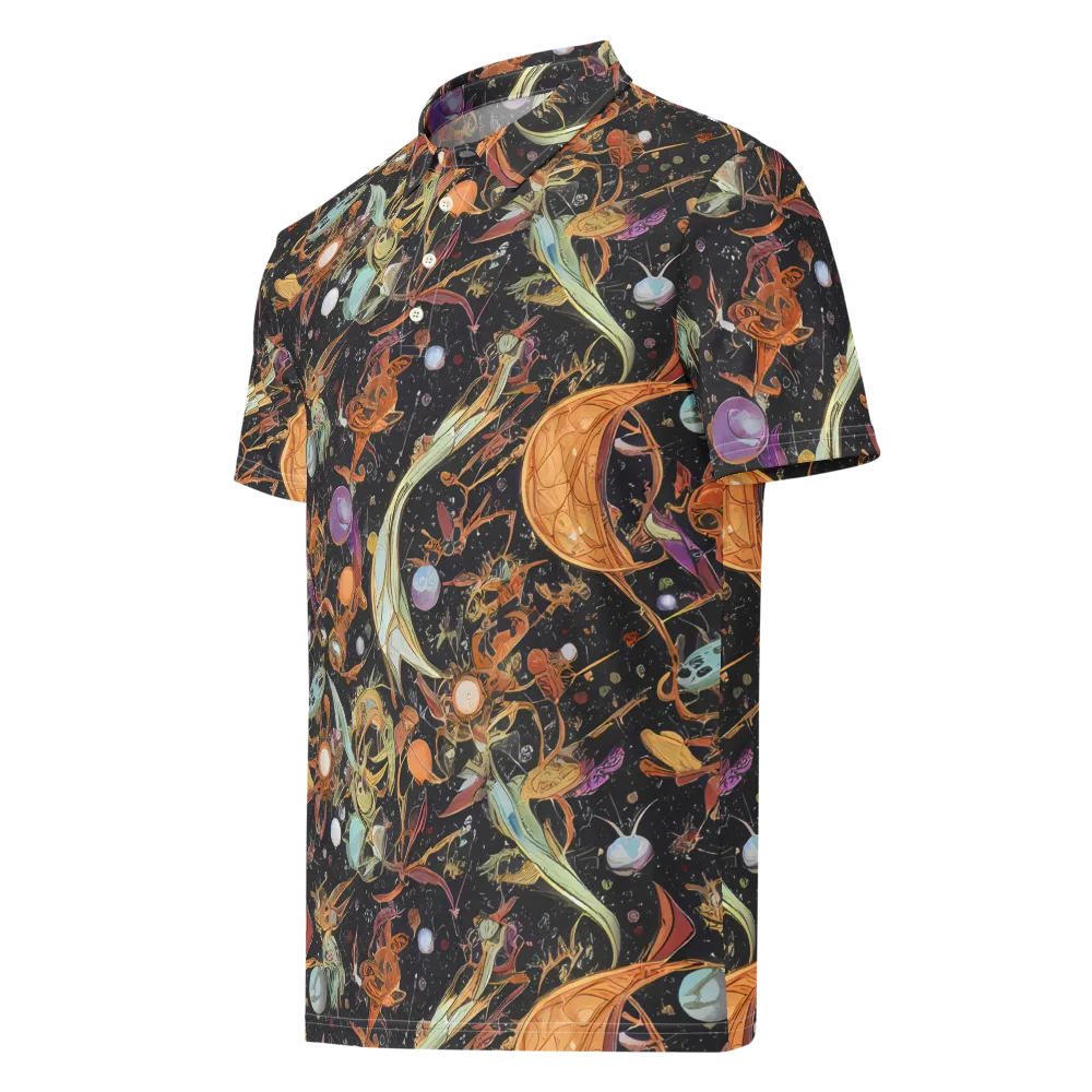 Astral Menagerie on Men's Slim Fit Polo Shirt — Left Front