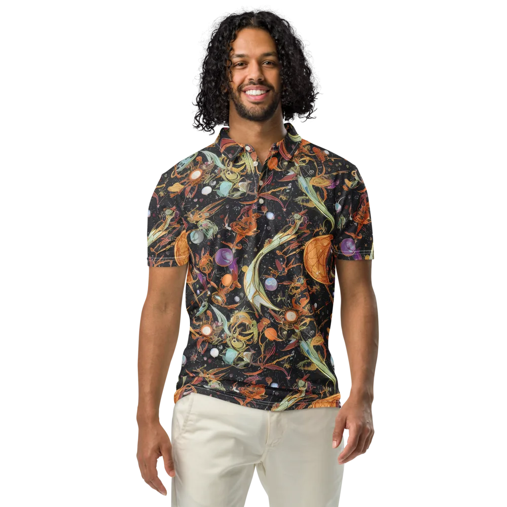 Astral Menagerie on Men's Slim Fit Polo Shirt — Front