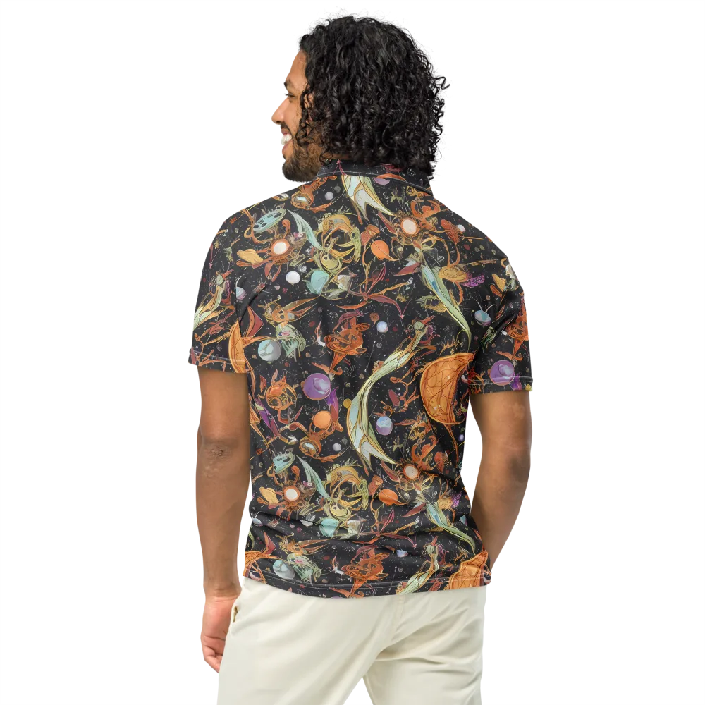 Astral Menagerie on Men's Slim Fit Polo Shirt — Back