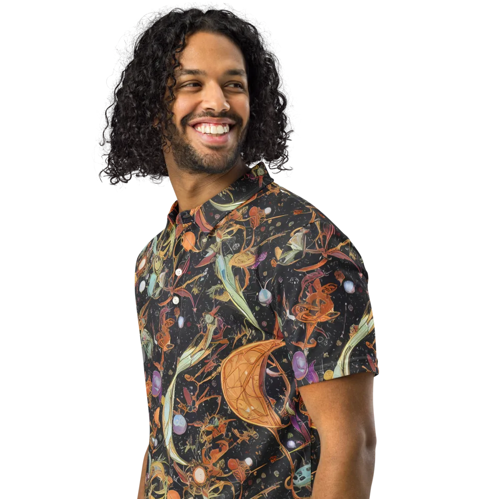 Astral Menagerie on Men's Slim Fit Polo Shirt — Left Front