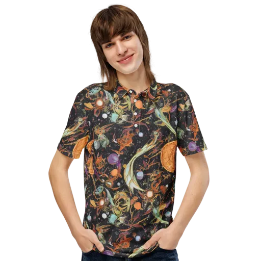Astral Menagerie on a Men's Slim Fit Polo Shirt