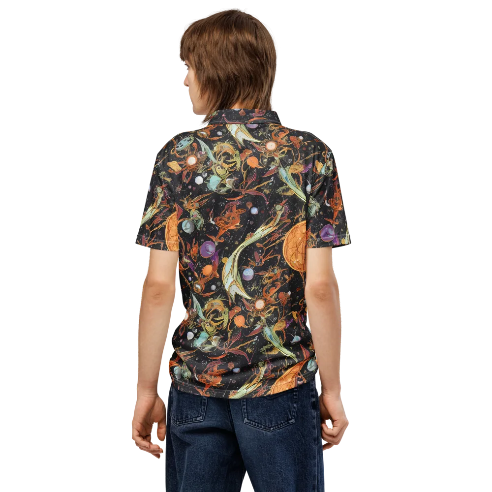 Astral Menagerie on Men's Slim Fit Polo Shirt — Back