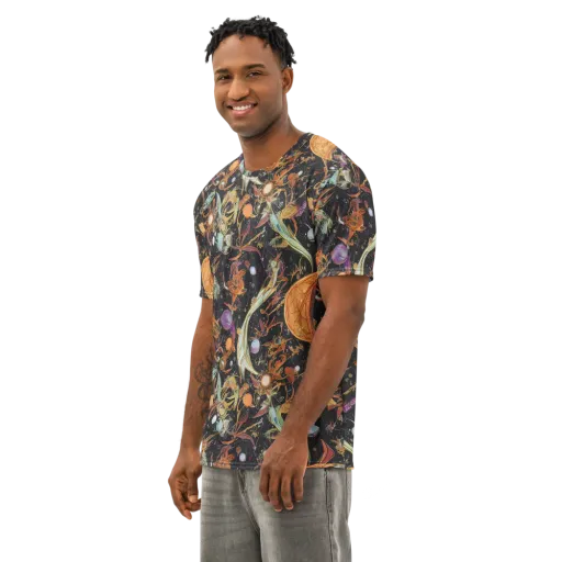 Astral Menagerie on a Men's Cotton Crew Neck T-Shirt