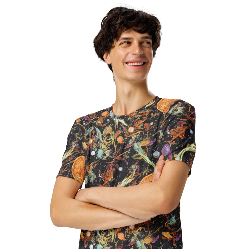 Astral Menagerie on Men's Crew Neck T-Shirt — Left Front