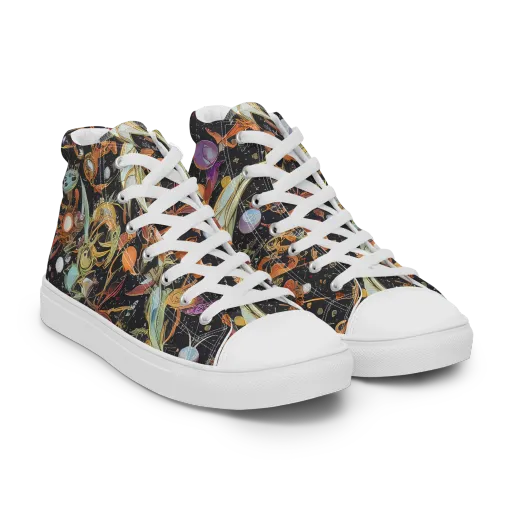 Astral Menagerie on a Men's High Top Canvas Shoes