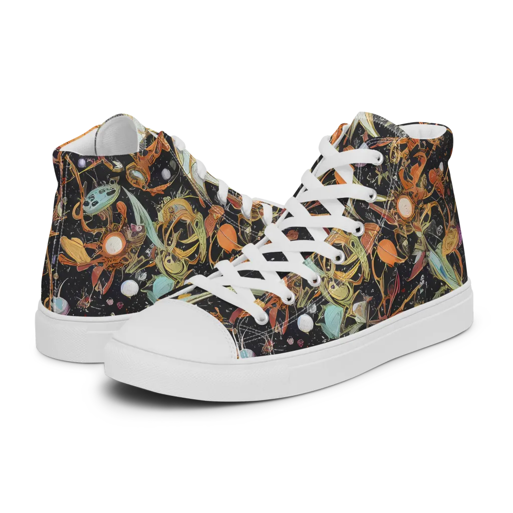 Astral Menagerie on Men's High Top Canvas Shoes — Left