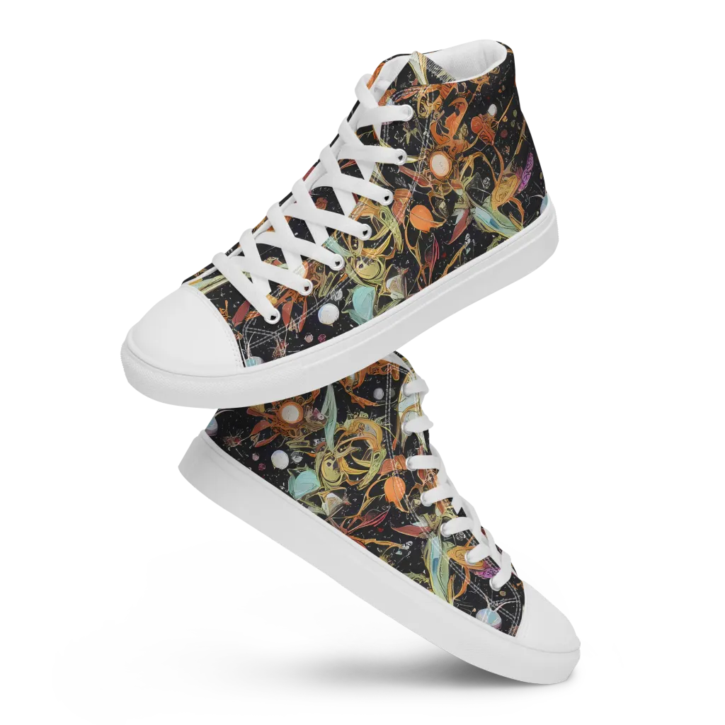 Astral Menagerie on Men's High Top Canvas Shoes — Front