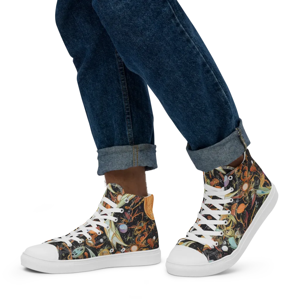 Astral Menagerie on Men's High Top Canvas Shoes — Left