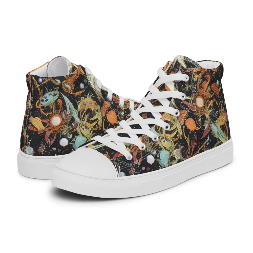 Astral Menagerie on Women's High Top Canvas Shoes — Left