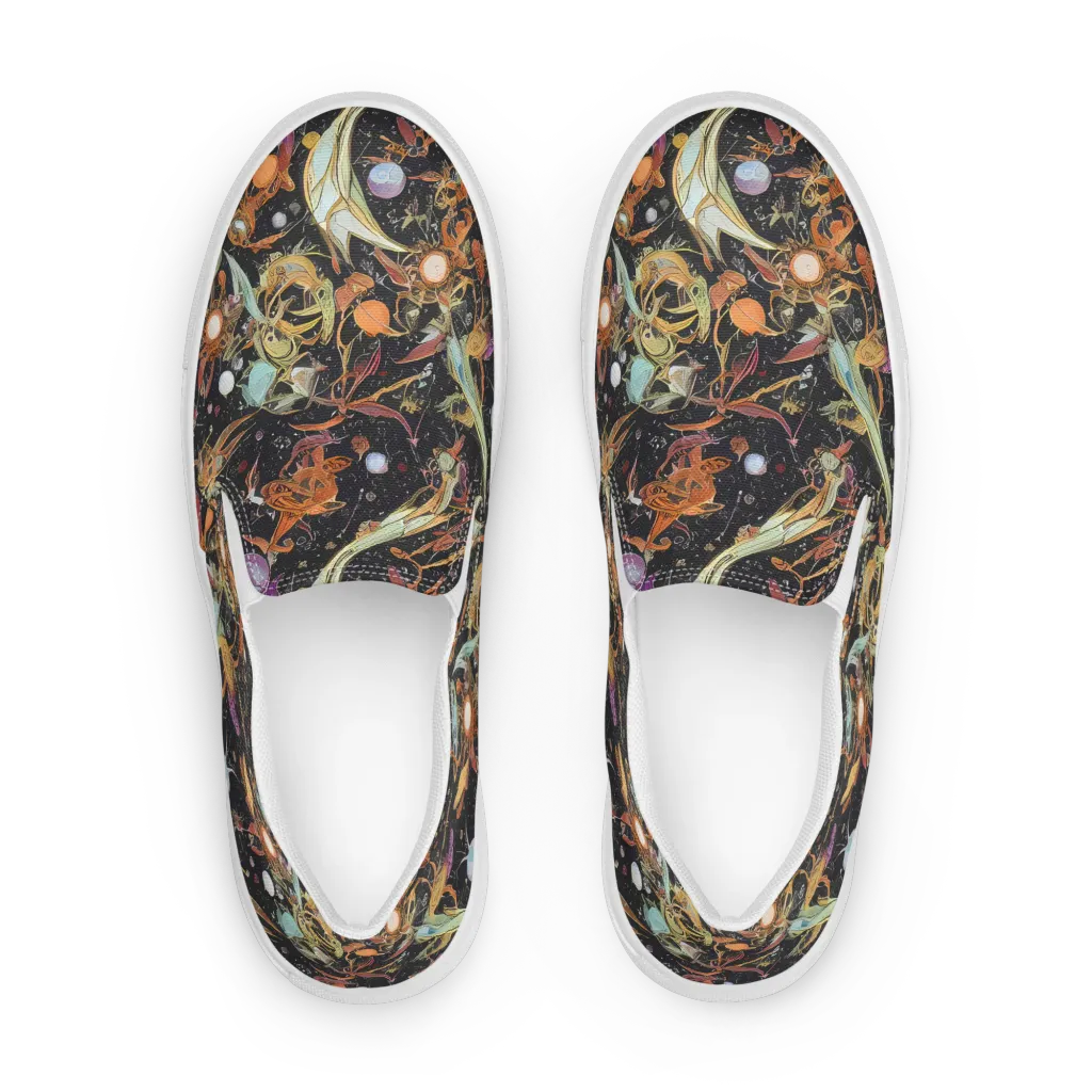 Astral Menagerie on Men's Slip-On Canvas Shoes — Front