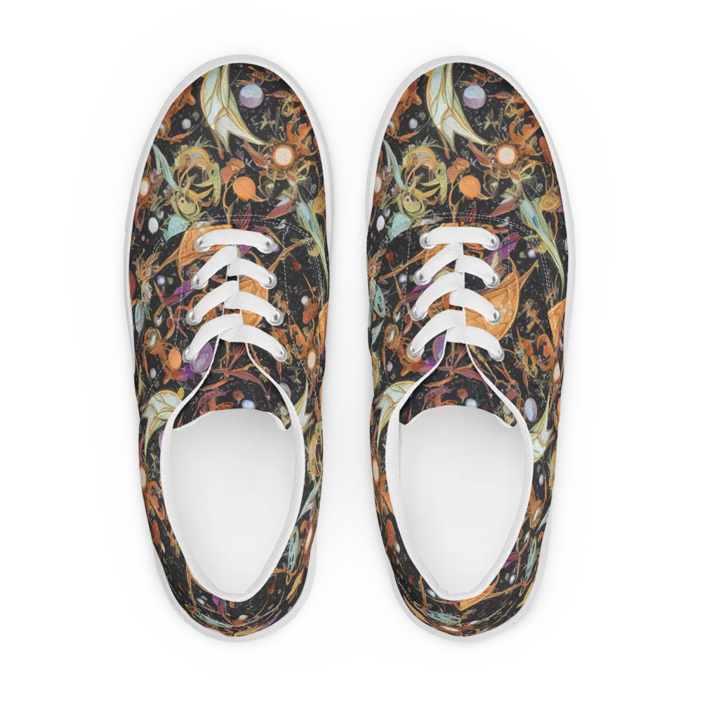 Astral Menagerie on Men's Lace-Up Canvas Shoes — Front