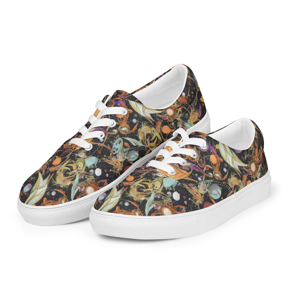 Astral Menagerie on Men's Lace-Up Canvas Shoes — Left Front