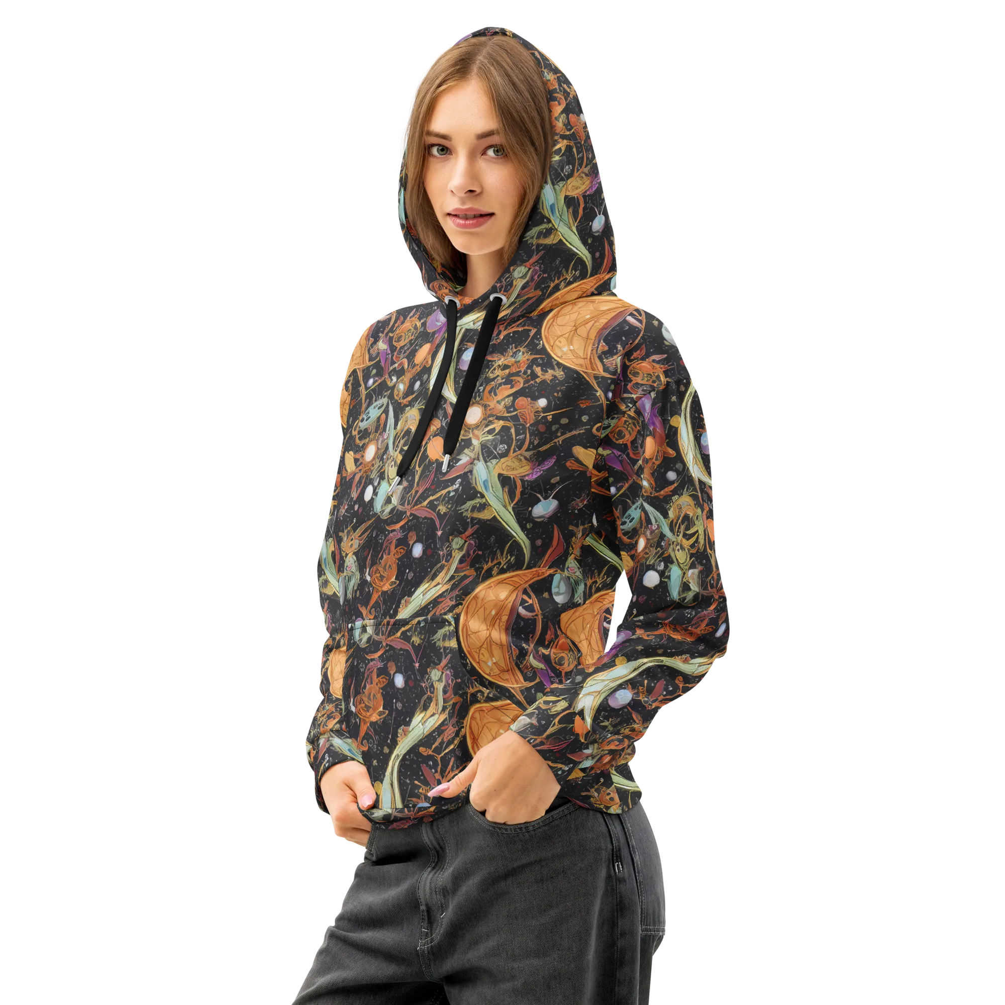 Astral Menagerie on Cotton Hoodie — Left Front