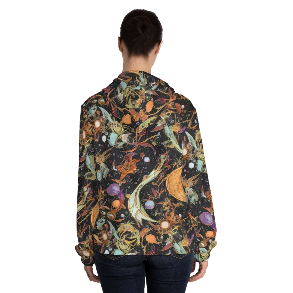 Astral Menagerie on Women's Full-Zip Hoodie — Back On Person